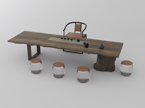 茶桌椅su模型