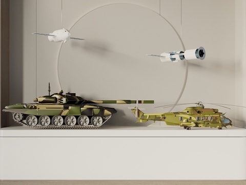  坦克 飞机 卫星飞船 坦克模型摆件 飞机模型摆件 饰品摆件3d模型 