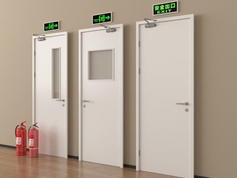 现代消防门 防火门 安全出口 灭火器su模型su模型