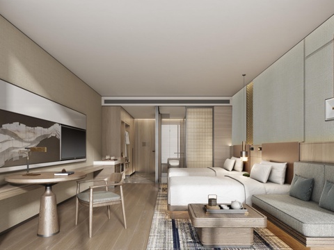  轻奢大酒店 最新全套施工图 效果图合集cad施工图 