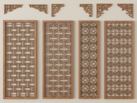  中式雕花 花格窗户 花窗3d模型 