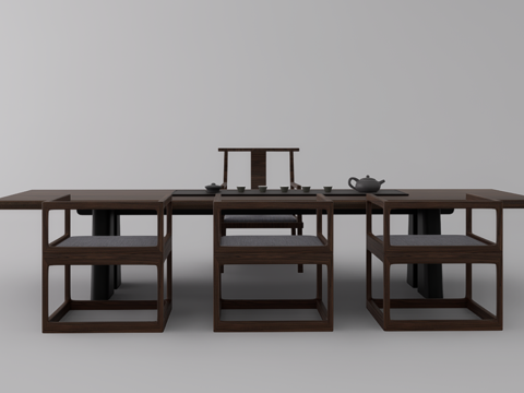  茶桌su模型 