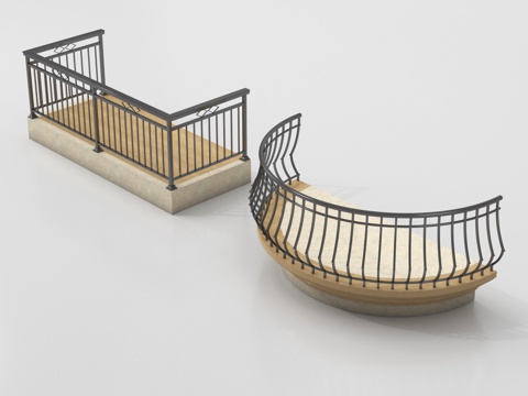 现代阳台护栏 围栏 栅栏 栏杆su模型