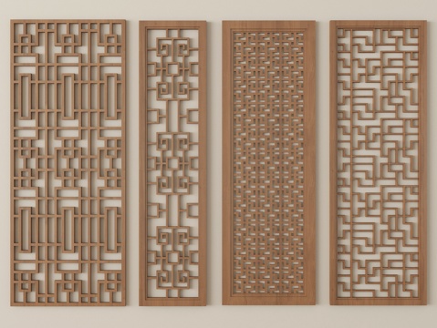  中式花格窗户花窗3d模型 