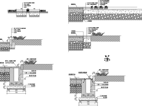  园林景观园路铺地剖断面CAD施工大样图cad施工图 