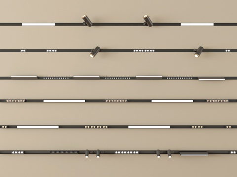 现代筒灯射灯 轨道射灯 线形射灯su模型