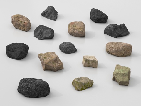 现代石头石块 庭院景石 岩石 景观小品su模型