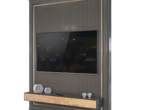  电视墙套装.63d模型 