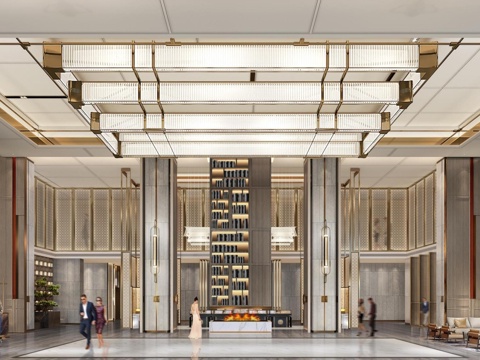  轻奢大酒店 最新全套施工图 效果图合集cad施工图 