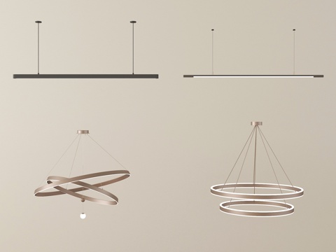 现代吊灯组合 金属吊灯 长条吊灯su模型