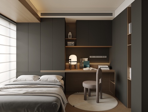 现代榻榻米卧室3d模型 
