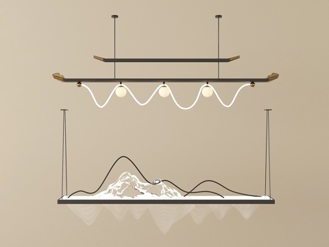  新中式吊灯组合 金属吊灯3d模型 