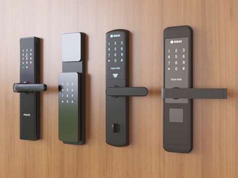 现代指纹锁 智能锁 密码锁su模型