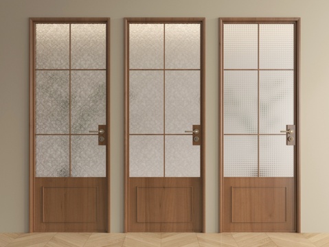  中古风厨卫门 单开门 玻璃门3d模型 