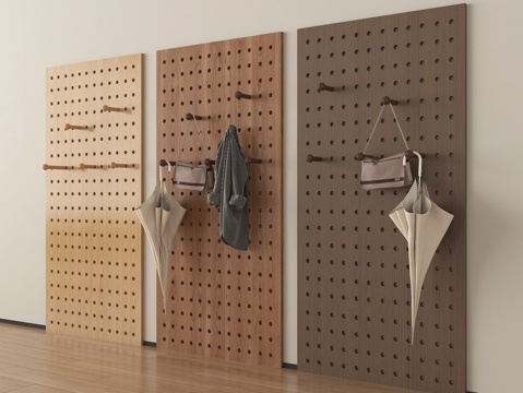 现代洞洞板 墙饰板 墙饰挂件 置物架su模型