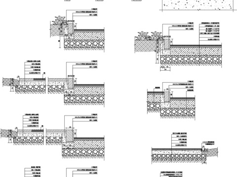  园林景观园路铺地剖断面CAD施工大样图cad施工图 