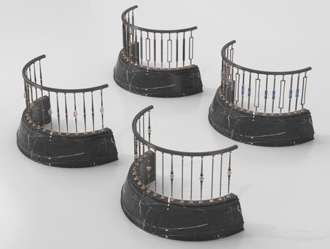 现代铁艺栏杆 围栏护栏 阳台围栏3d模型 