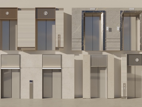  现代电梯间 电梯 升降梯 升降按钮3d模型 