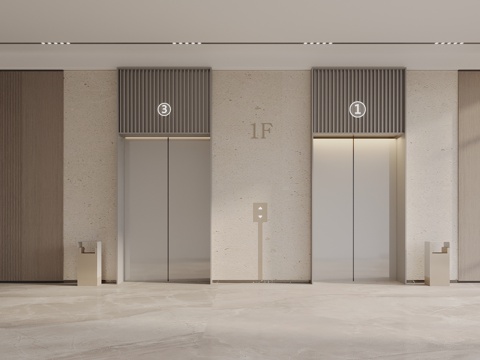  现代电梯间 电梯 升降梯 升降按钮3d模型 