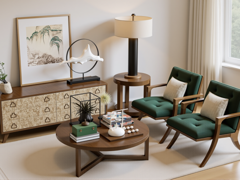  新中式茶室su模型 