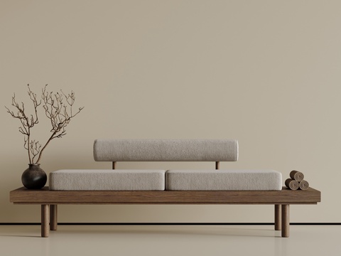 新中式床尾凳 换鞋凳 长凳 沙发凳su模型