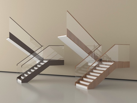  现代楼梯 扶手楼梯 玻璃楼梯 转角楼梯 室内楼梯3d模型 