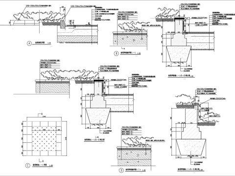  园林景观园路铺地剖断面CAD施工大样图cad施工图 