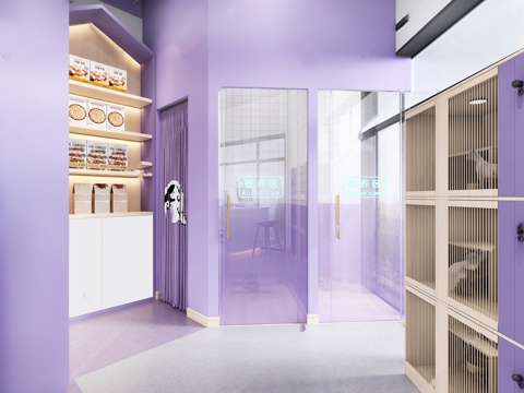 室内猫狗店装修设计方案施工图平面布置图cad施工图