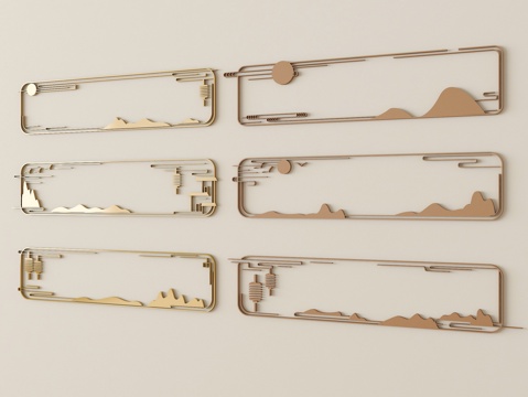  新中式雕花 花格 雕花线条3d模型 