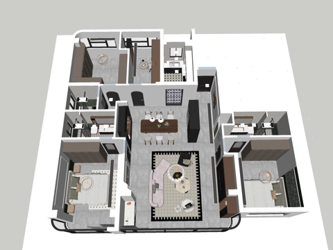 现代轻奢法式家装su模型