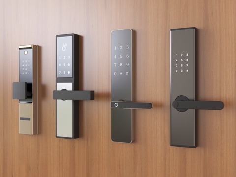 现代指纹锁 智能锁 密码锁su模型