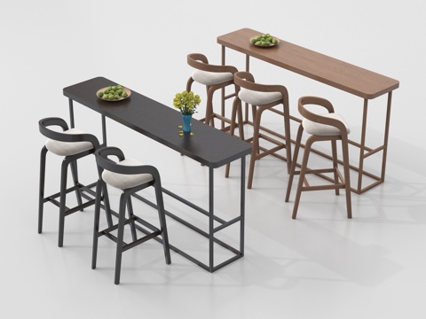  北欧吧台 吧椅 单椅 木材3d模型 