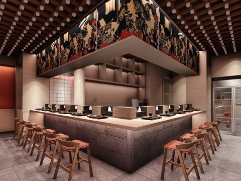 日式餐厅 最新全套施工图 效果图合集cad施工图