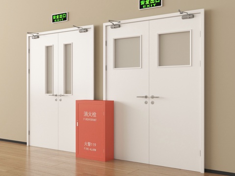  现代消防门 防火门 安全出口 消火栓3d模型 