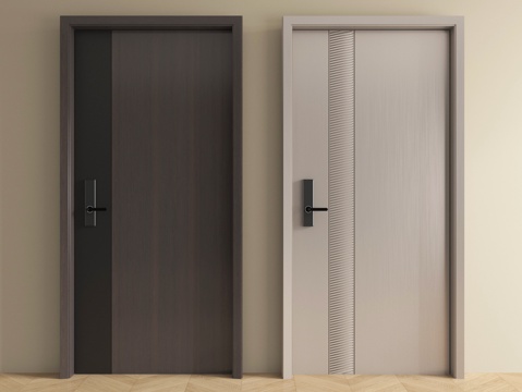  现代轻奢单开门 防盗门 入户门3d模型 