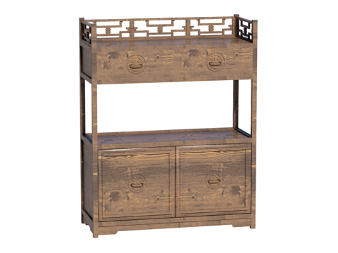 中式边柜装饰柜储物柜su模型