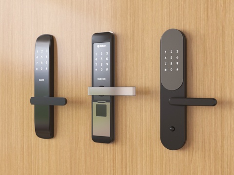 现代指纹锁 智能锁 密码锁su模型