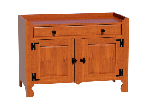 复古中古边柜装饰柜储物柜su模型