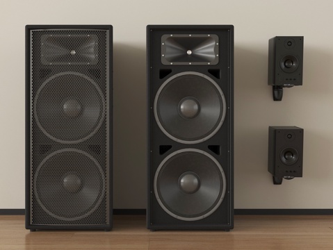  现代落地音响 低音炮 壁挂音响 影音设备3d模型 