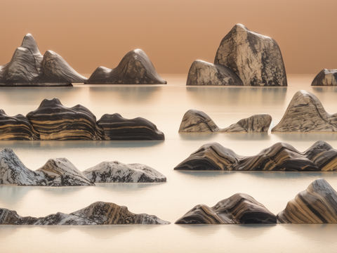  石头 泰山石su模型 