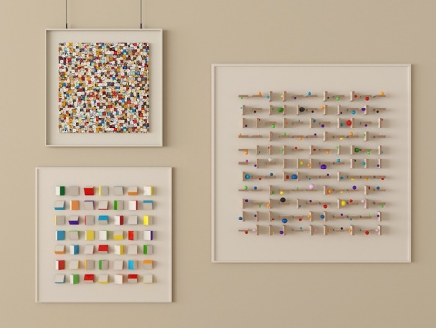  现代挂画组合 装饰画框3d模型 