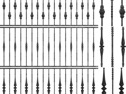  美式简约铁艺围栏 栏杆 护栏3d模型 