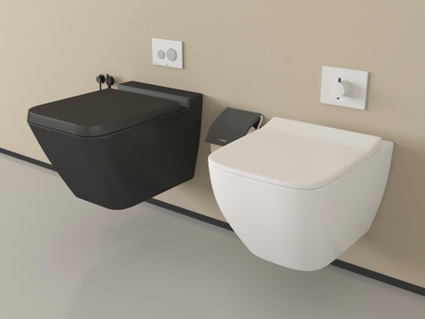  现代壁挂式马桶 智能马桶3d模型 