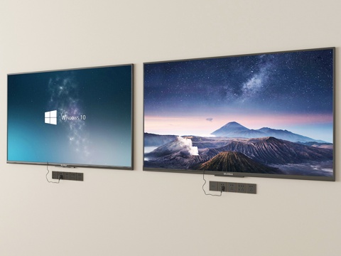  现代电视机 壁挂式电视 智能电视 显示器su模型 