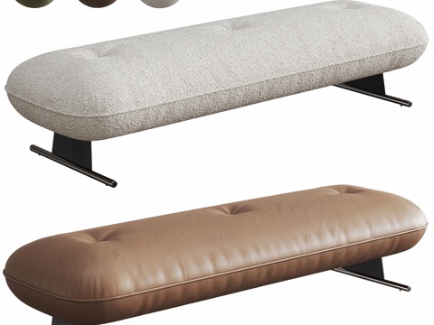 现代 布艺床尾凳 皮革床尾踏 长条凳 休闲凳子3d模型 