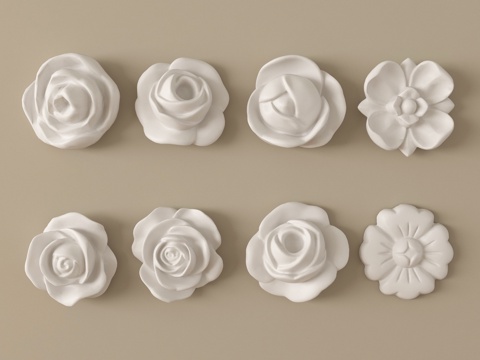  现代石膏雕花 灯盘 石膏吊灯底座3d模型 