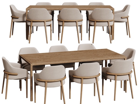  中古桌椅组合 餐桌组合 茶桌椅 长桌 休闲桌椅3d模型 