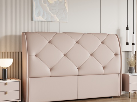  现代卧室 床头 双人床 床头柜3d模型 