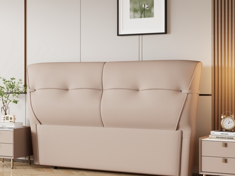  现代卧室 床头 双人床 床头柜3d模型 