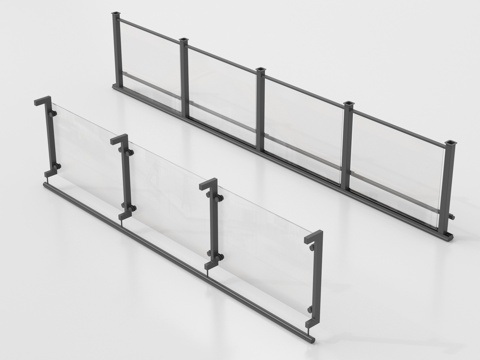  现代围栏护栏 玻璃栏杆 护栏 扶手 阳台护栏su模型 